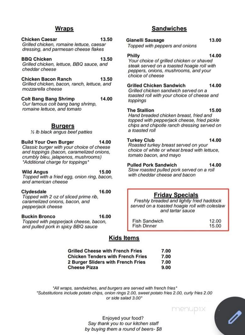 Wild Horse Bar & Grill - Central Square, NY menu_pic