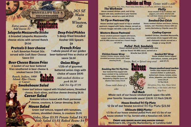 Workmans Bar & Smokehouse - Winston, OR menu_pic