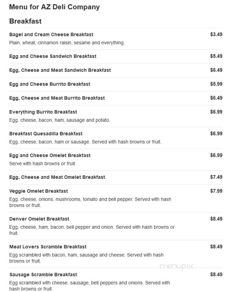 AZ Deli Company - Phoenix, AZ menu_pic
