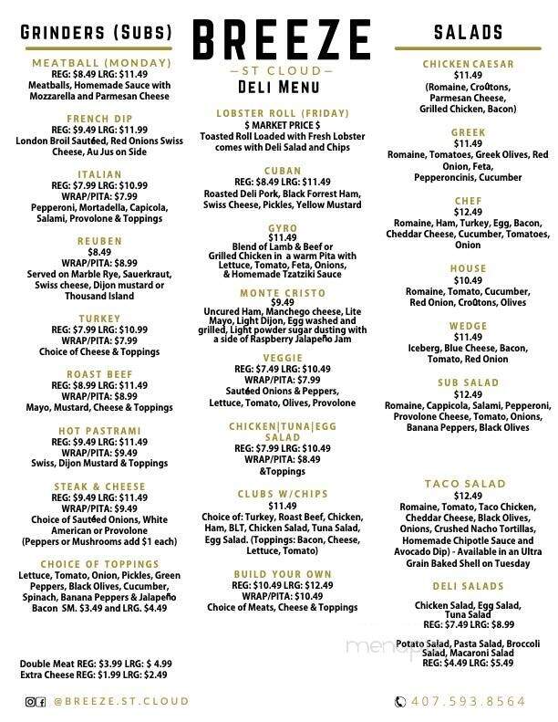 Breeze St Cloud - St. Cloud, FL menu_pic