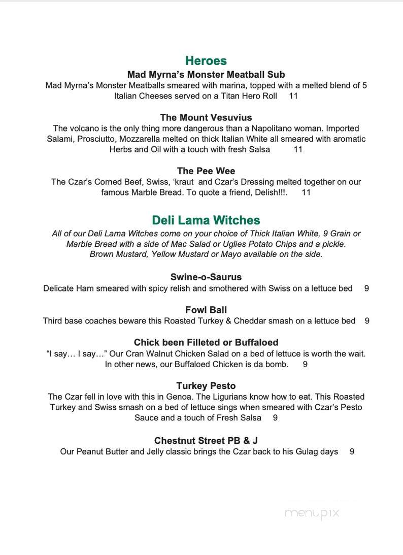 Czar's Brewery - Exeter, NH menu_pic