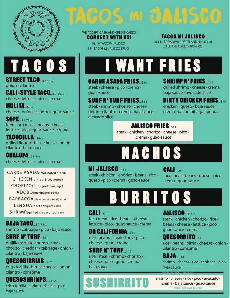 Tacos Mi Jalisco - Portland, TN menu_pic