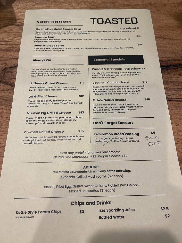 Toasted Artisan Grilled Cheese - Salinas, CA menu_pic