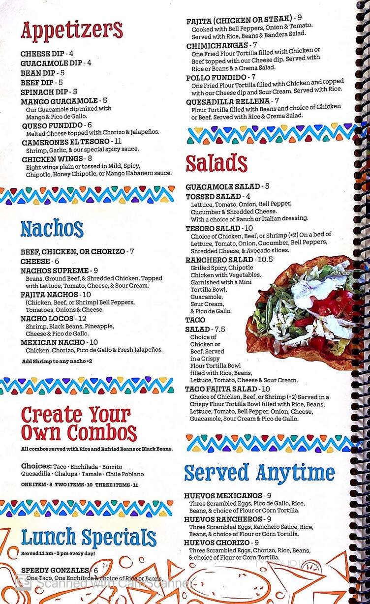 El Tesoro Mexican Bar and Grille - Indiana, PA menu_pic
