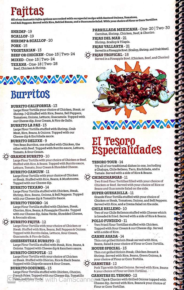 El Tesoro Mexican Bar and Grille - Indiana, PA menu_pic