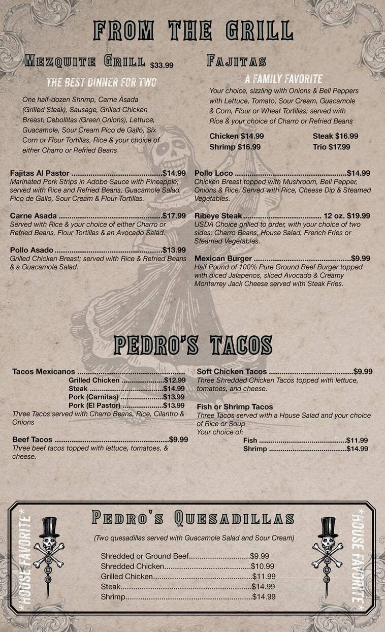 Pedros Tacos and Tequila Bar - Opelousas, LA menu_pic