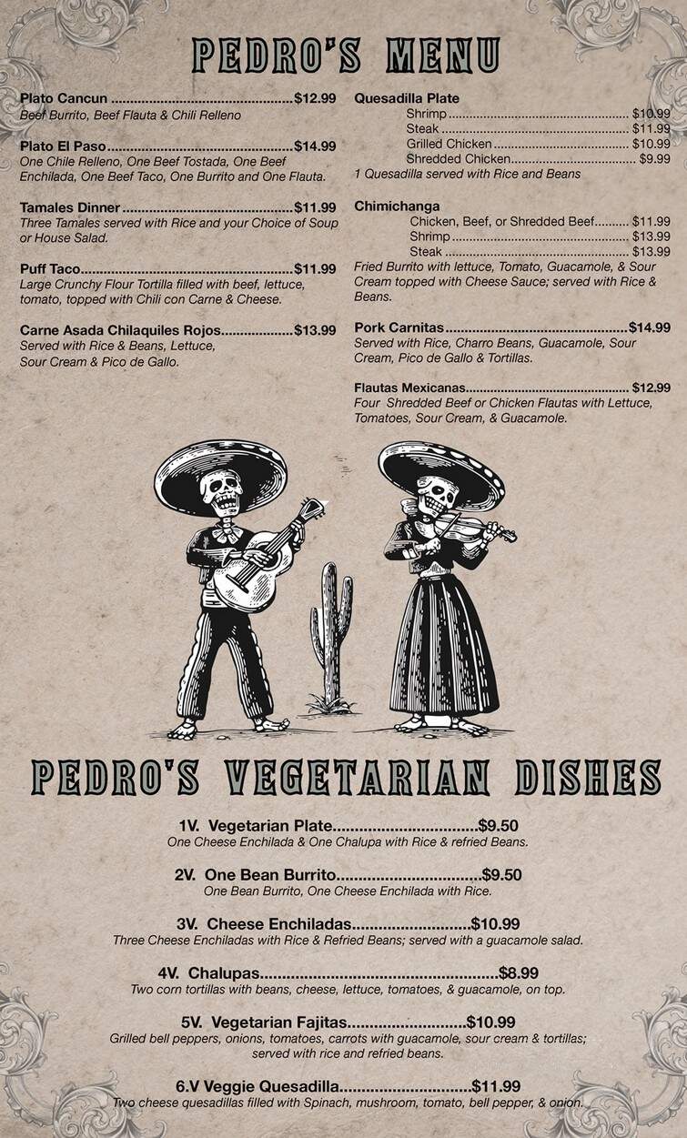 Pedros Tacos and Tequila Bar - Opelousas, LA menu_pic