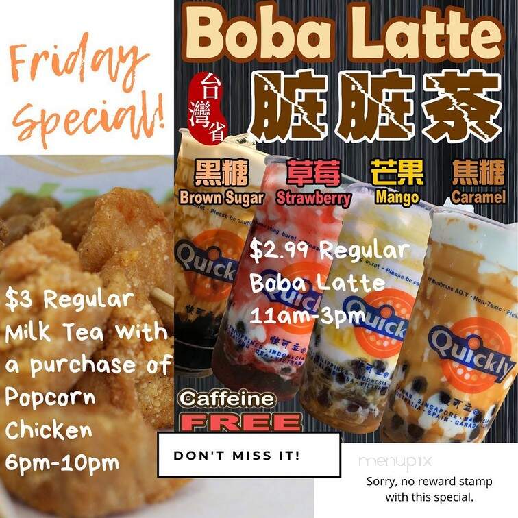 Quickly Boba Tea & Snacks - Davie, FL menu_pic
