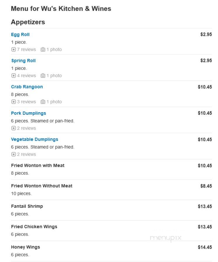 Wu's Kitchen & Wines - Coral Gables, FL menu_pic