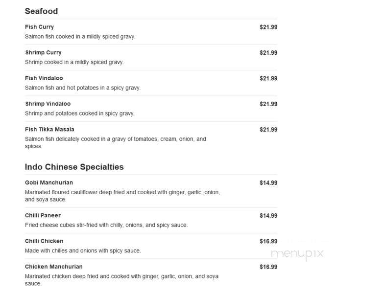 Nirvana Indian Restaurant - Myrtle Beach, SC menu_pic