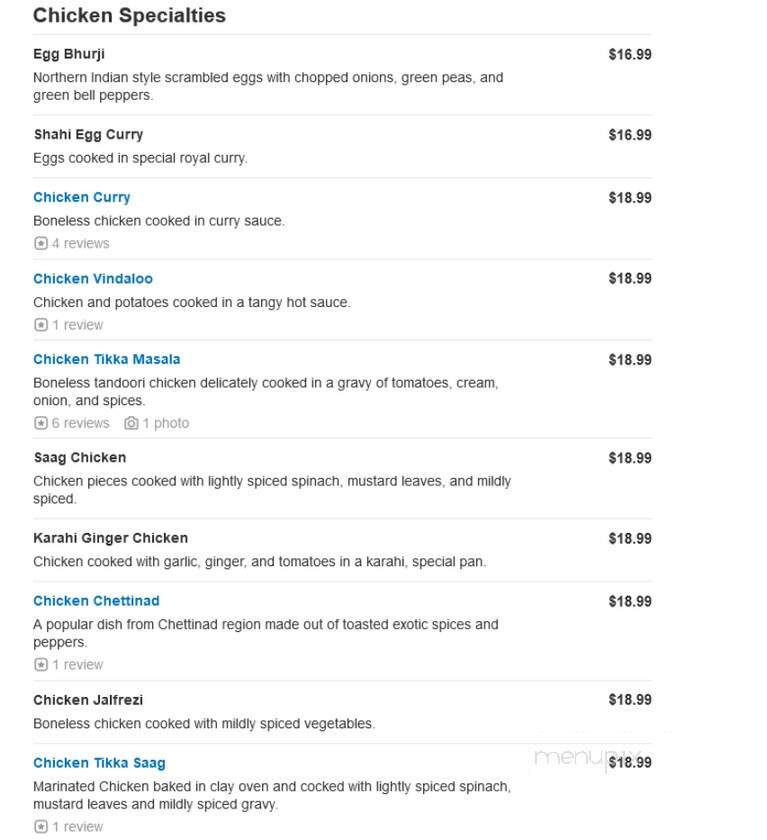 Nirvana Indian Restaurant - Myrtle Beach, SC menu_pic