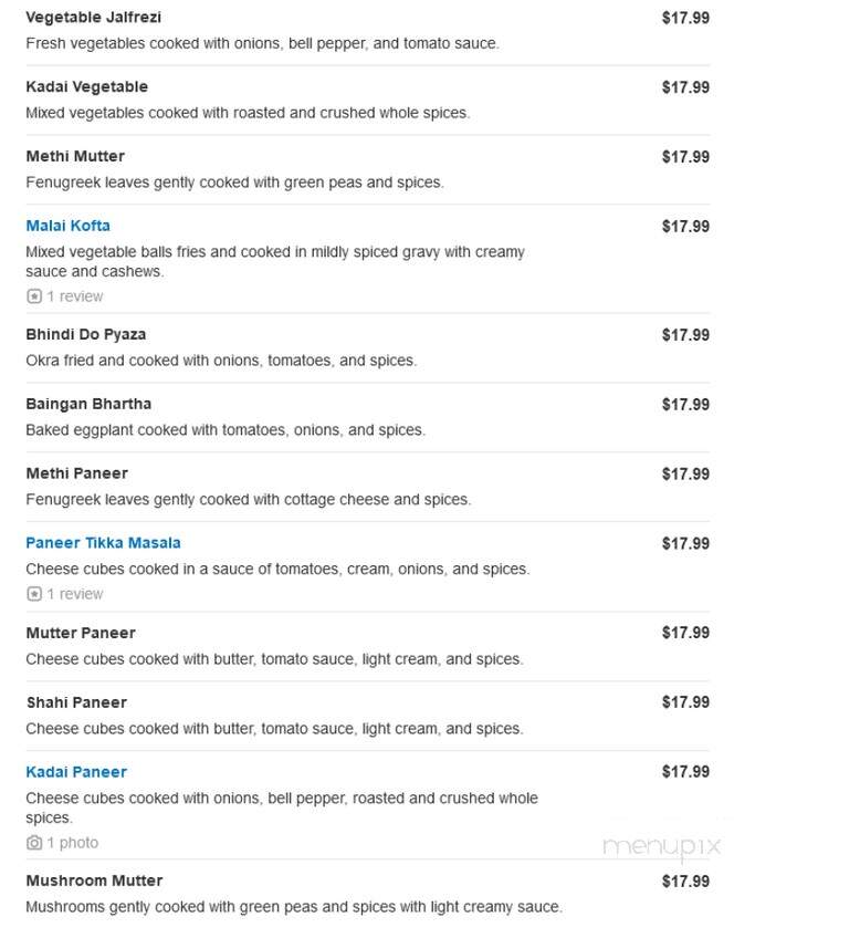 Nirvana Indian Restaurant - Myrtle Beach, SC menu_pic