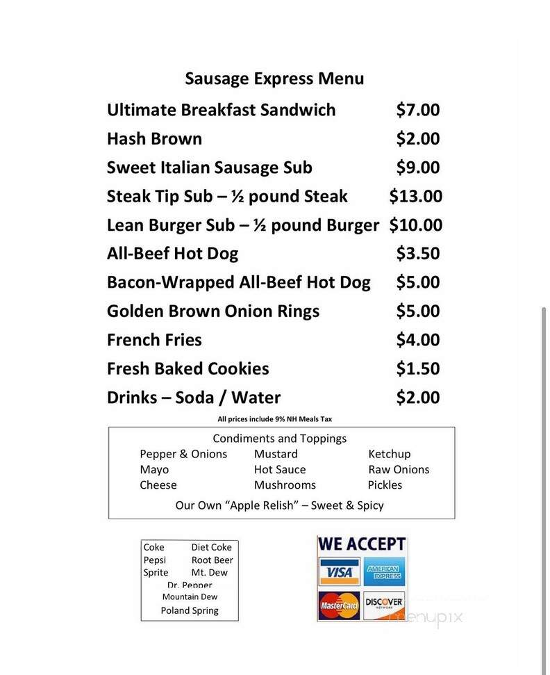 Sausage Express - Rochester, NH menu_pic