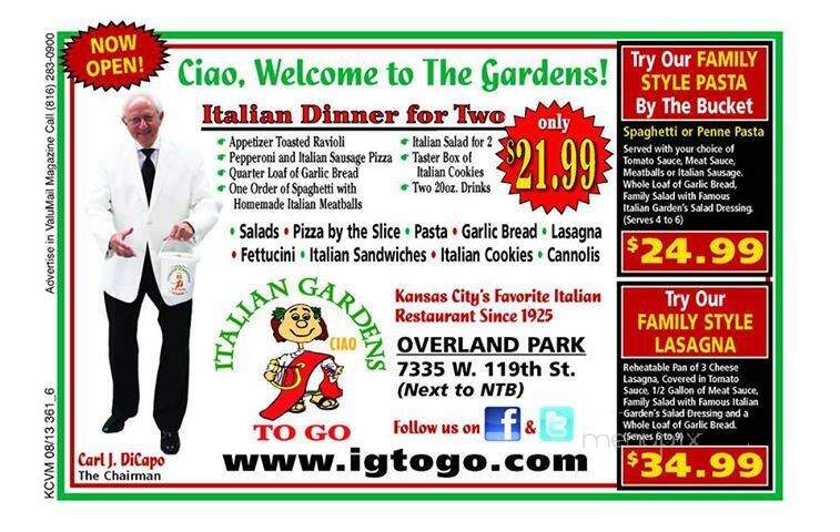 Italian Gardens Pizzeria - Kansas City, MO menu_pic