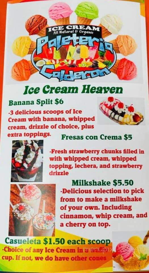 Ice Cream Paleteria Calderon - Port St. Lucie, FL menu_pic