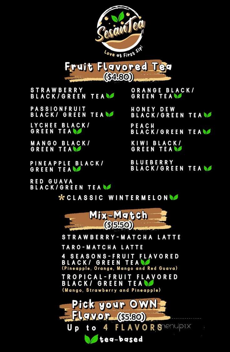 SesanTea - Roy, UT menu_pic