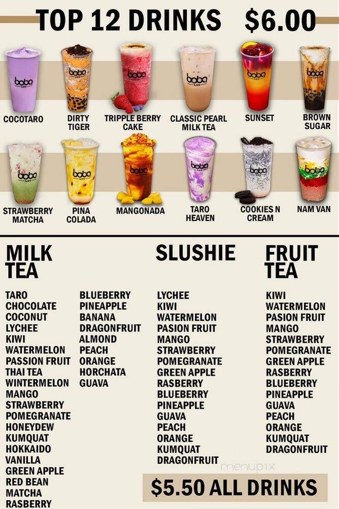 Boba Luv - Orem, UT menu_pic