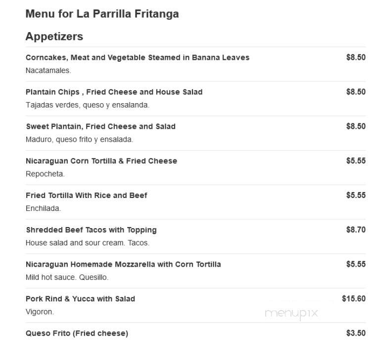 La Parrilla Fritanga - Fort Lauderdale, FL menu_pic