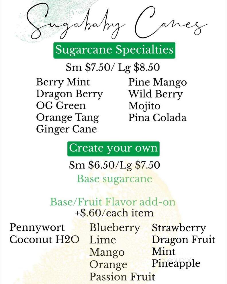 Sugababy Canes - Rockwall, TX menu_pic