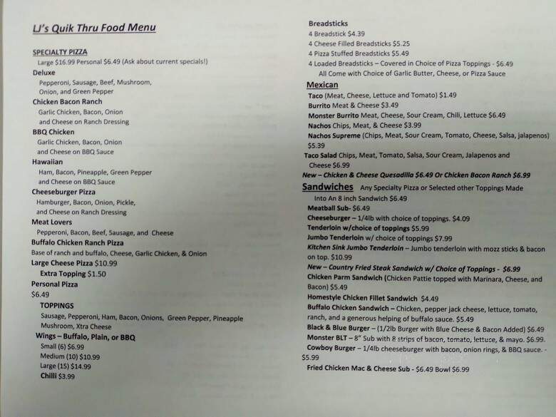 LJ's Quik Thru - New Castle, IN menu_pic