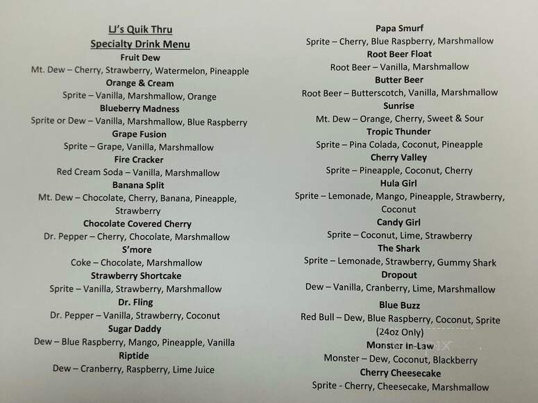 LJ's Quik Thru - New Castle, IN menu_pic