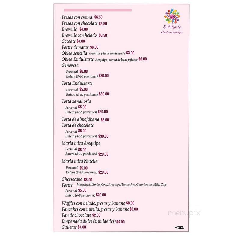 Endulzarte - Rockaway, NJ menu_pic