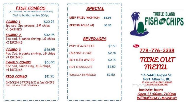 Turtle Island Fish and Chips - Port Alberni, BC menu_pic
