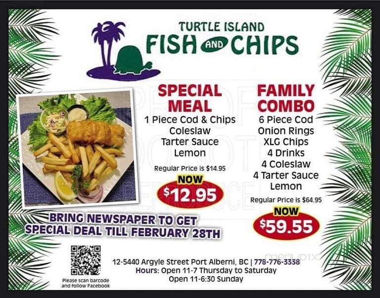 Turtle Island Fish and Chips - Port Alberni, BC menu_pic