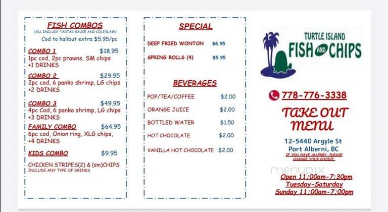 Turtle Island Fish and Chips - Port Alberni, BC menu_pic