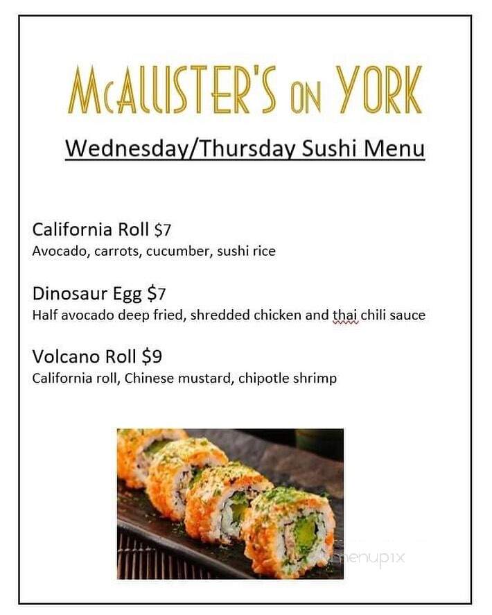 McAllister's on York - Hanover, PA menu_pic