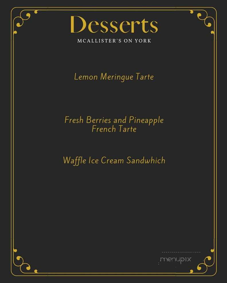 McAllister's on York - Hanover, PA menu_pic