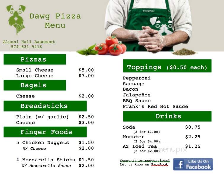 Dawg Pizza - Notre Dame, IN menu_pic