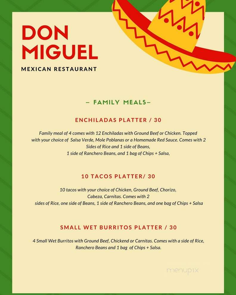 Don Miguel Restaurant - Holland, MI menu_pic