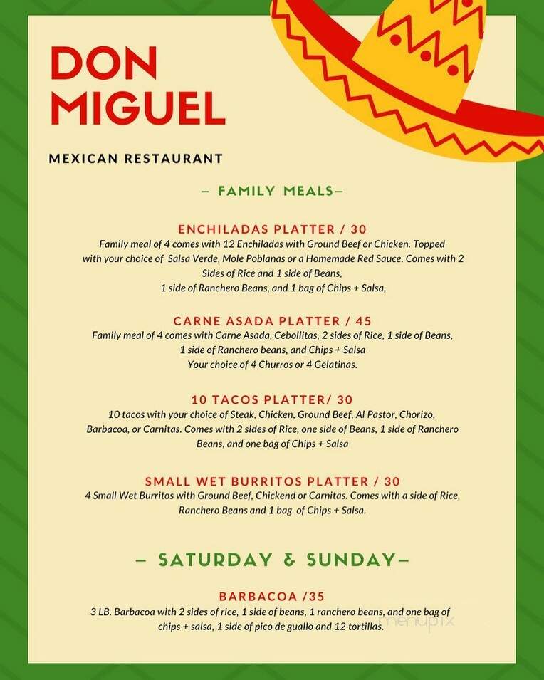 Don Miguel Restaurant - Holland, MI menu_pic