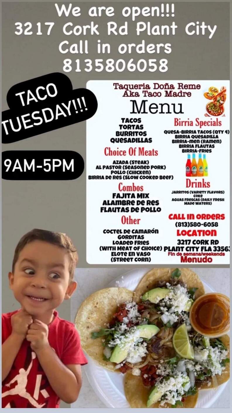 Taqueria Dona Reme - Plant City, FL menu_pic