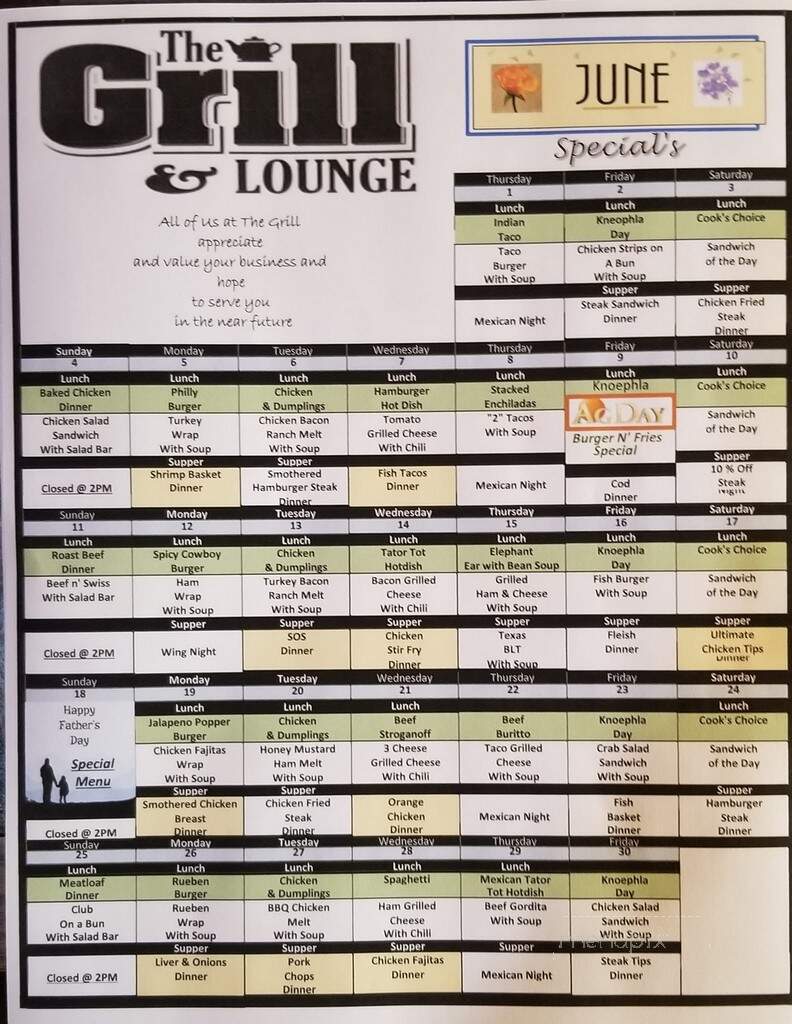The Grill - Linton, ND menu_pic