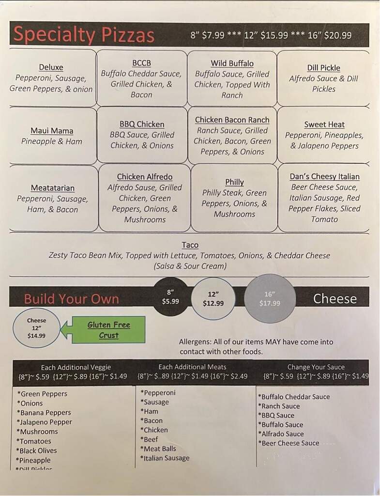 Hole in the Wall - Richwood, WV menu_pic