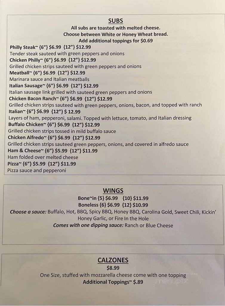 Hole in the Wall - Richwood, WV menu_pic