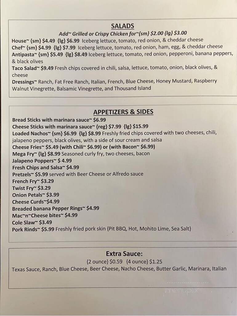 Hole in the Wall - Richwood, WV menu_pic