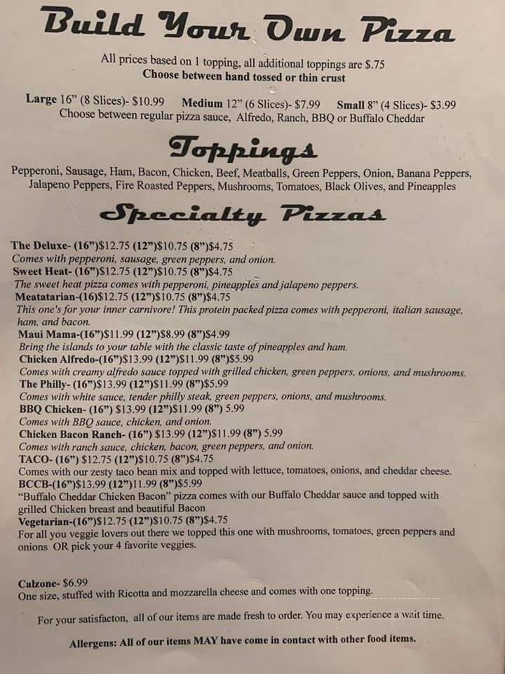 Hole in the Wall - Richwood, WV menu_pic