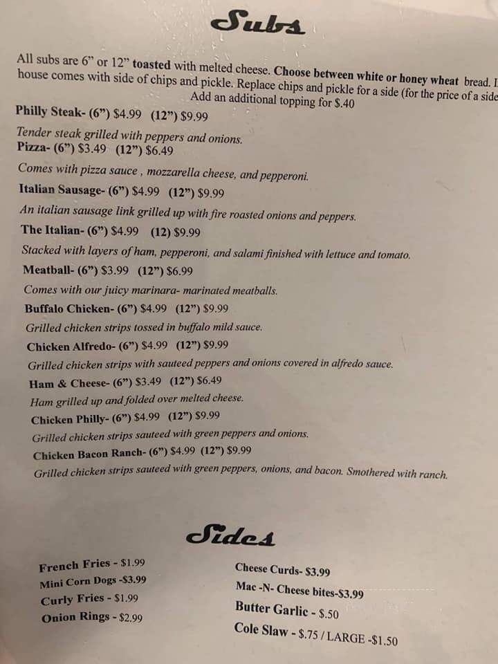 Hole in the Wall - Richwood, WV menu_pic