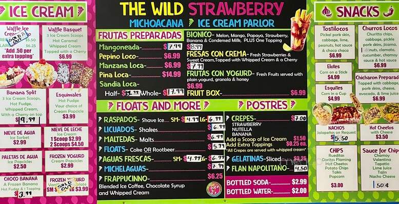 The Wild Strawberry La Michoacana Ice Cream - Big Bear Lake, CA menu_pic