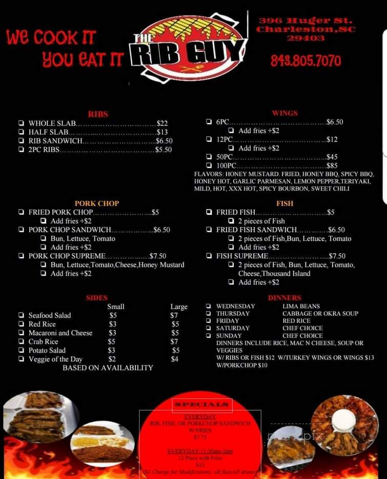 The Rib Guy - Charleston, SC menu_pic