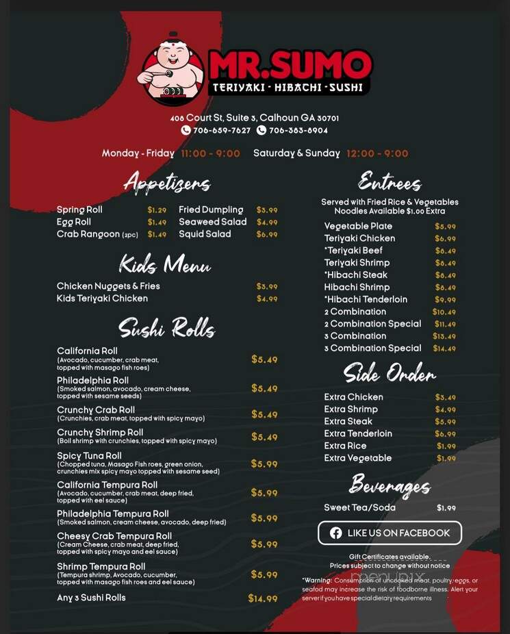 Mr Sumo - Calhoun, GA menu_pic