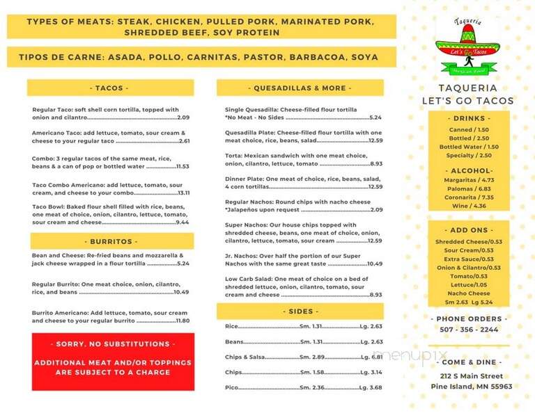 Taquiera Let's Go Tacos - Pine Island, MN menu_pic