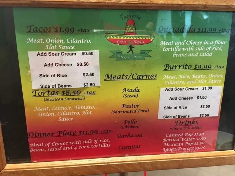 Taquiera Let's Go Tacos - Pine Island, MN menu_pic