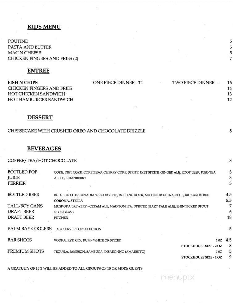 The Stockhouse Grill - Sault Ste. Marie, ON menu_pic