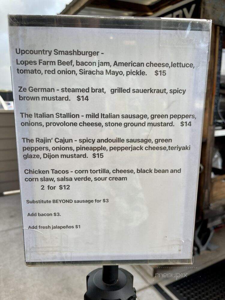 Upcountry Sausage Co. - Makawao, HI menu_pic
