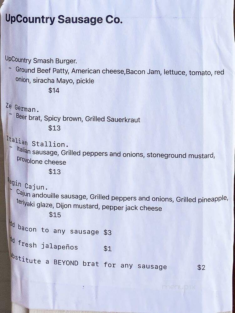 Upcountry Sausage Co. - Makawao, HI menu_pic