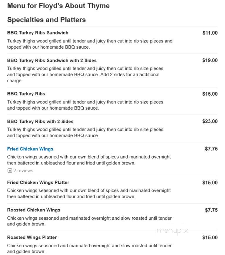 Floyd's About Thyme - Philadelphia, PA menu_pic